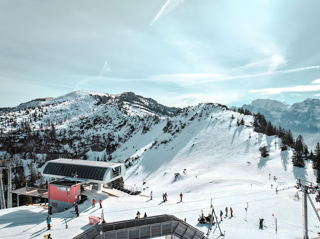 Stunning alpine skiing landscape at Hinterstoder, Austria featuring snowy mountains and ski slopes